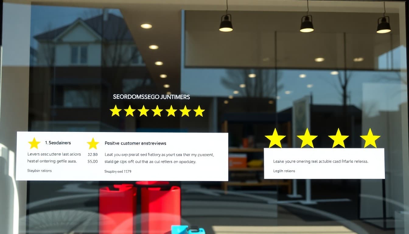 Business owner analyzing Google reviews impact on local search rankings with rising visibility graph